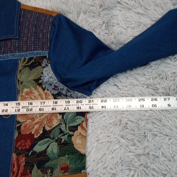 Vintage Koret Womens Jacket Blazer Blue Medium Lined Button Up Career Floral - Picture 13 of 15